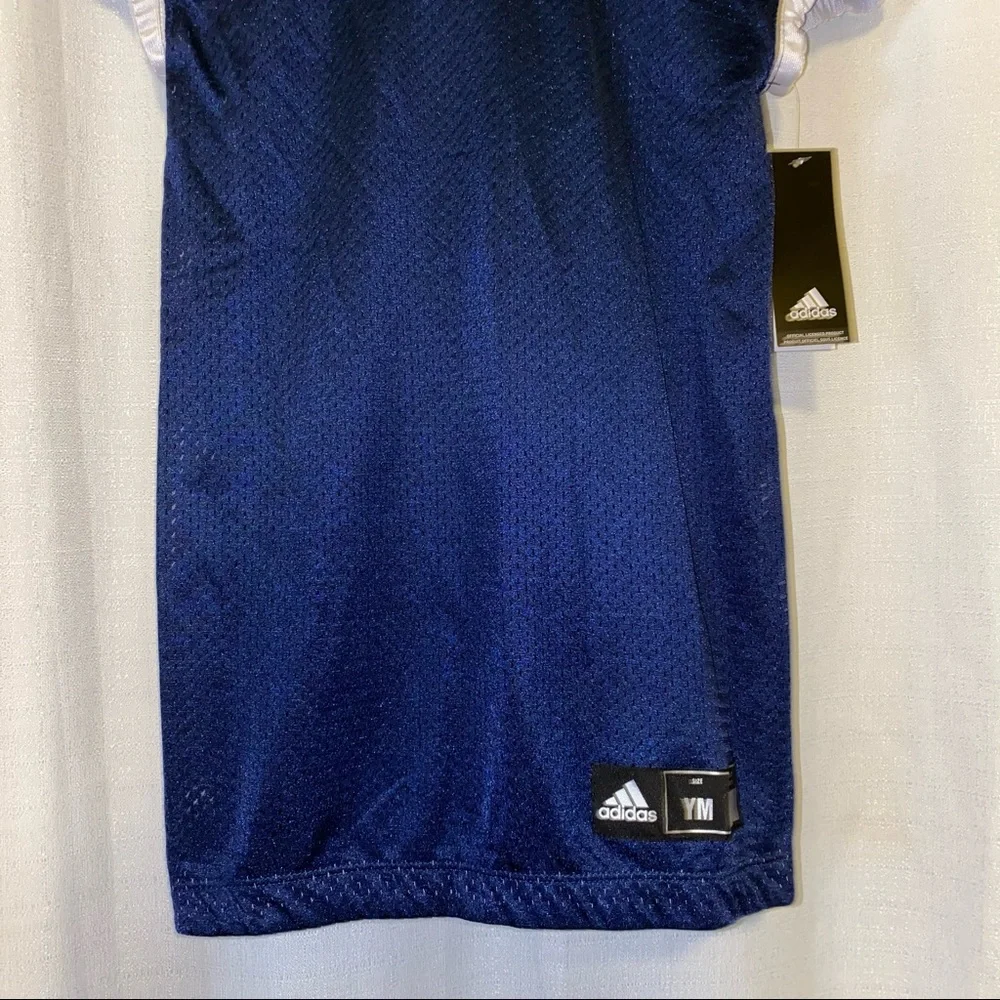 Adidas Youth Football Jersey Blue and White, New with tags Size Medium